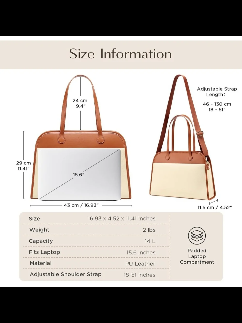 Canvas & Leather Tan/Beige Brief Tote - Men